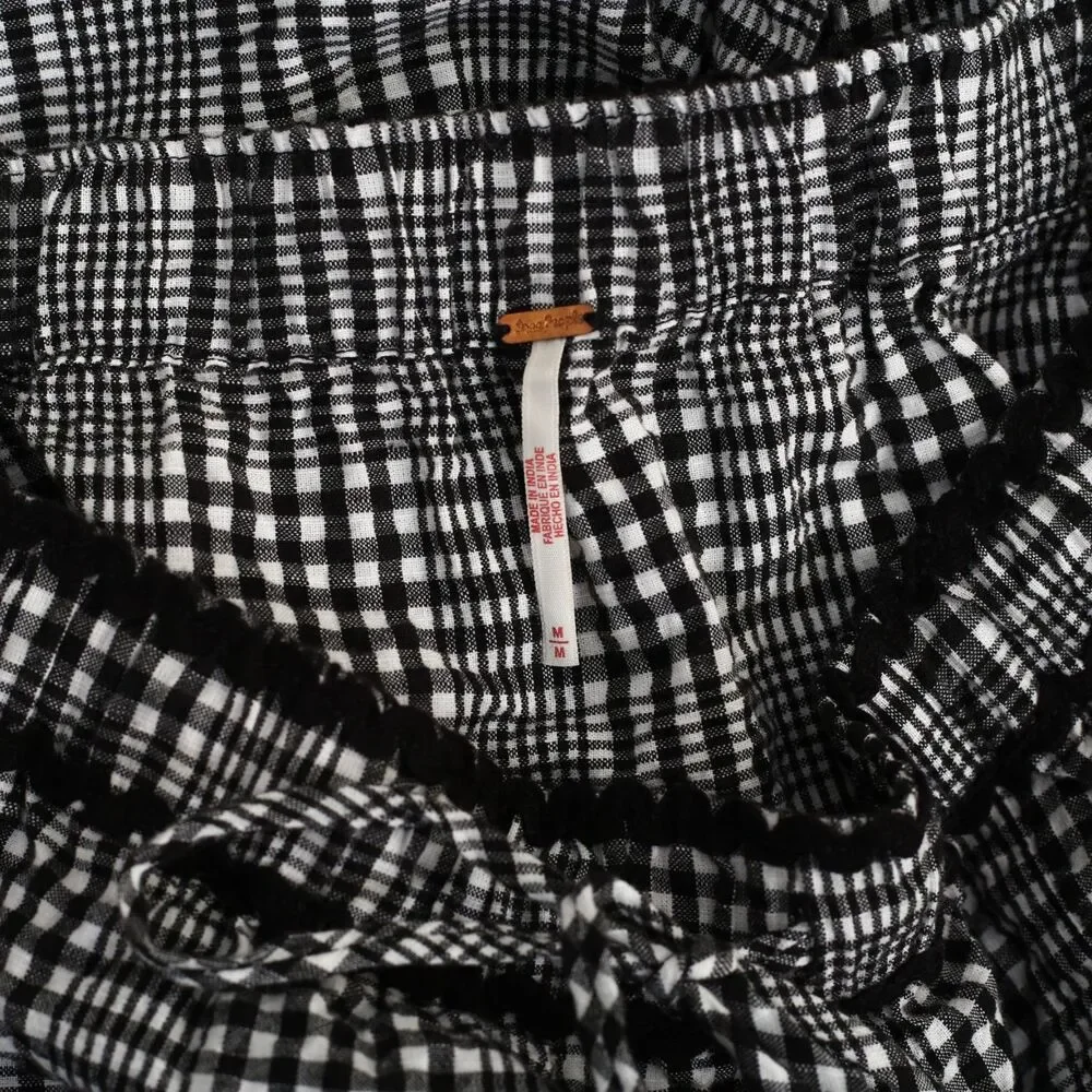 Free People Penelope Gingham Midi Skirt Column Style Mid Rise Cotton M 284712